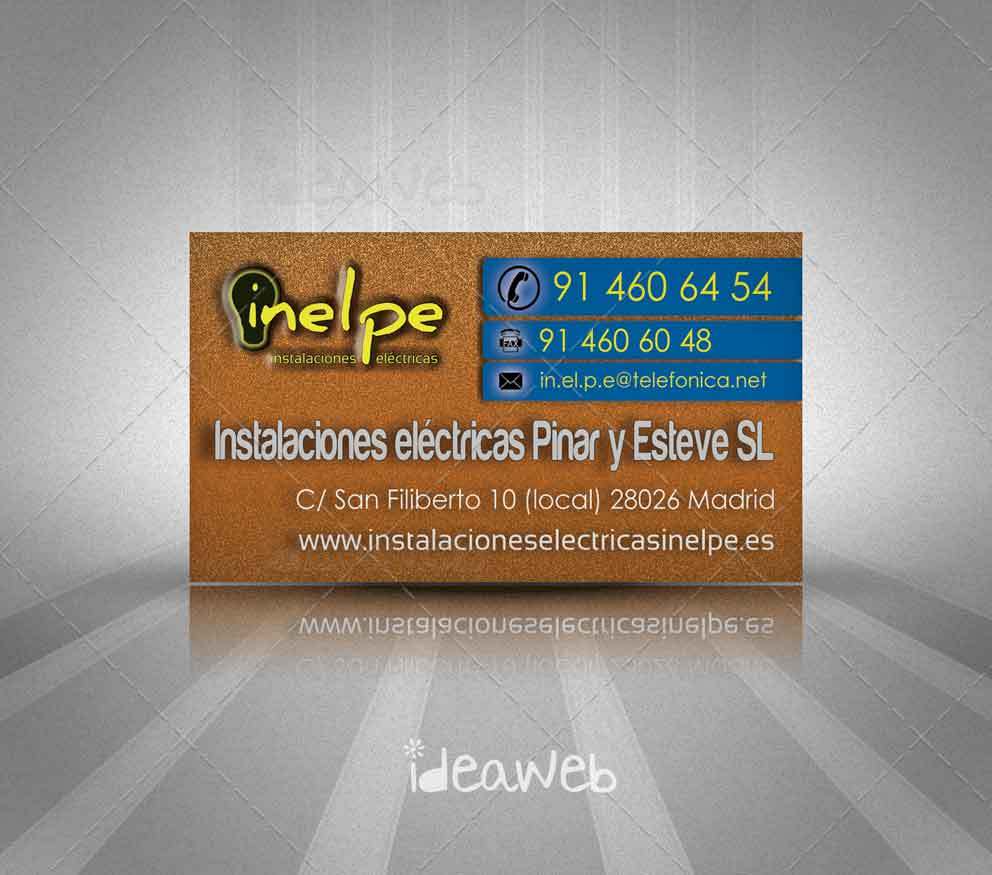 Diseño de tarjetas de visita para Instalaciones Eléctricas Inelpe Madrid