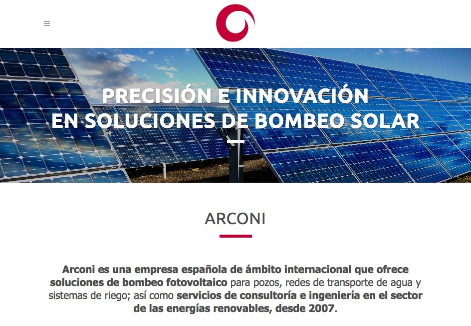 Diseño de página web para empresa internacional de ingeniería en energías renovables.