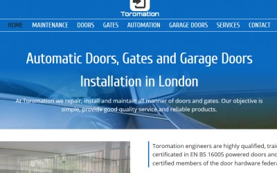 Diseño De Página Web Para Empresa En Uk De Instalación Y Mantenimiento De Puertas Y Automatismos Toromation