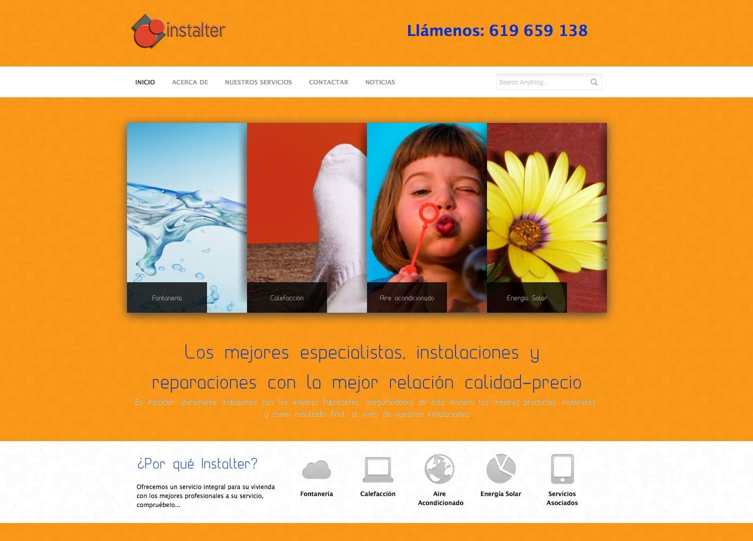 Diseño de la página web empresa de instalación y servicios en Madrid