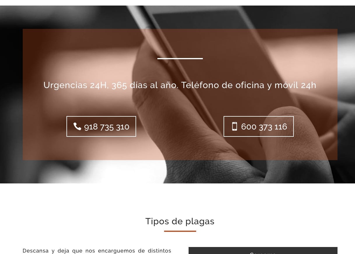 Diseño de página web para empresa de servicios de control en Madrid
